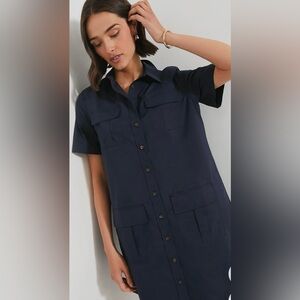 Tuckernuck Navy Lightweight Poplin Nala Dress Small